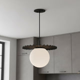Lydia Pendant 14 Black and Opal Glass for Modern home with Gray Siding