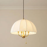 Trudy 4 Light Medium Pendant 18", Brushed Brass with Fabric Shade