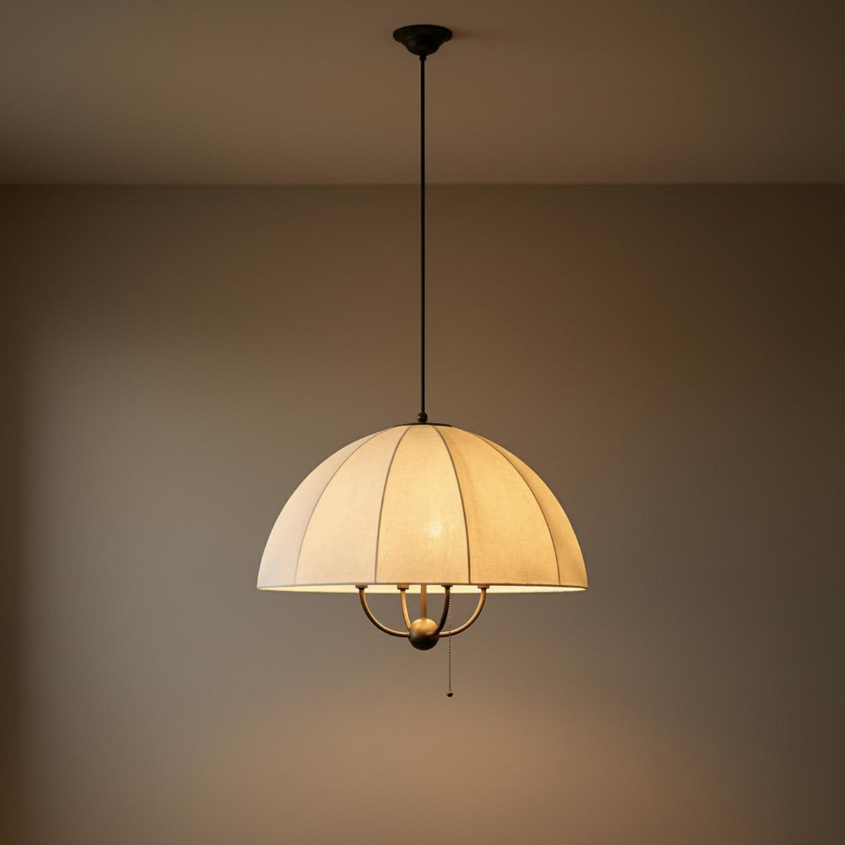 Trudy 4 Light Large Pendant 24", Matte Black with Fabric Shade