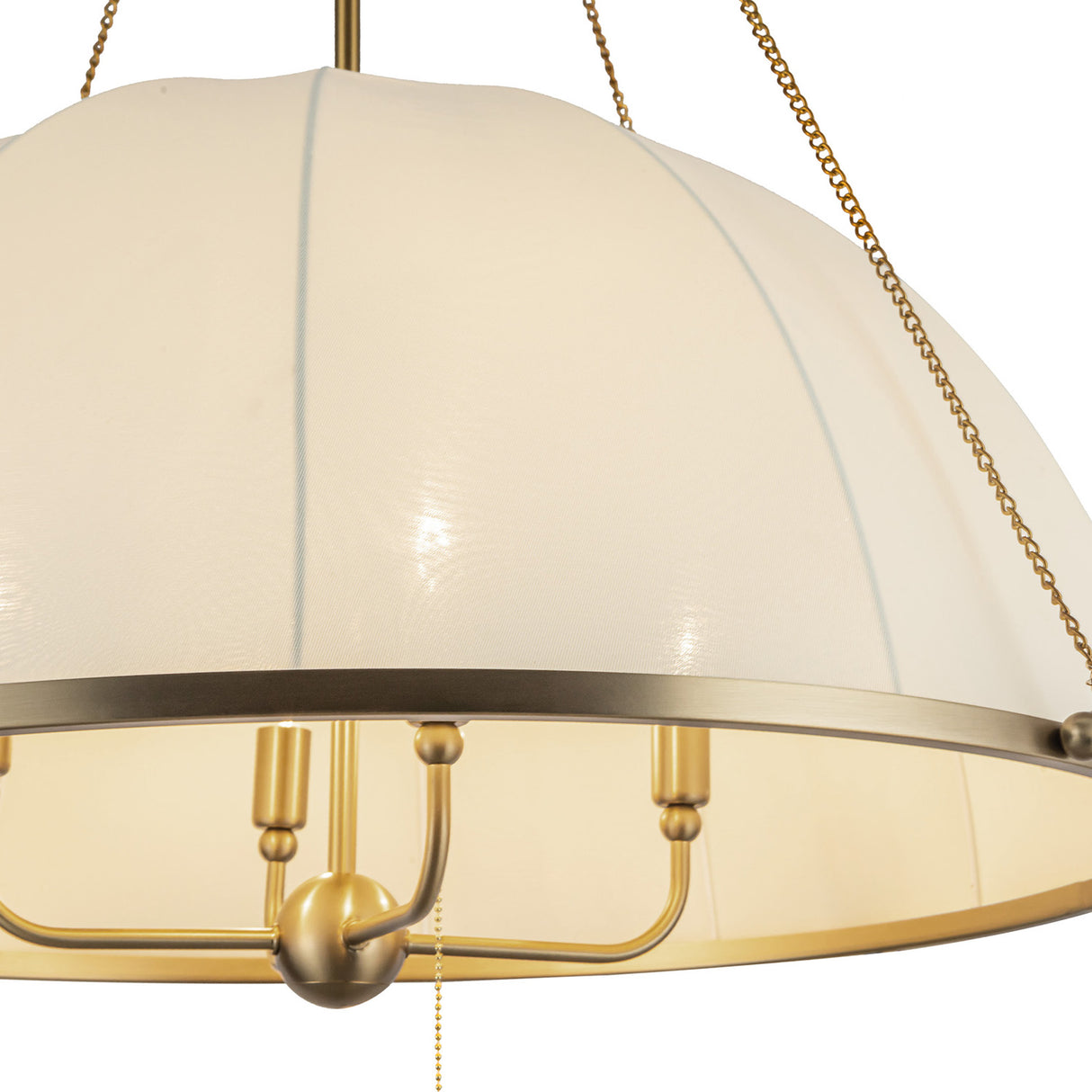 Trudy 4 Light Extra Large Pendant 33", Brushed Brass with Fabric Shade