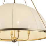 Trudy 4 Light Extra Large Pendant 33", Brushed Brass with Fabric Shade