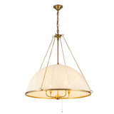 Trudy 4 Light Extra Large Pendant 33", Brushed Brass with Fabric Shade