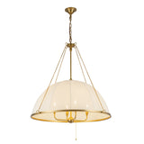 Trudy 4 Light Extra Large Pendant 33", Brushed Brass with Fabric Shade
