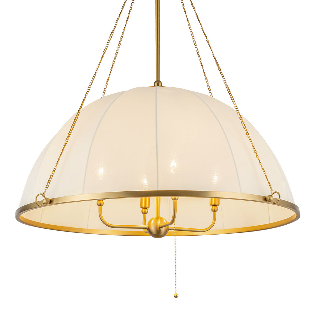 Trudy 4 Light Extra Large Pendant 33", Brushed Brass with Fabric Shade