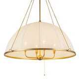 Trudy 4 Light Extra Large Pendant 33", Brushed Brass with Fabric Shade