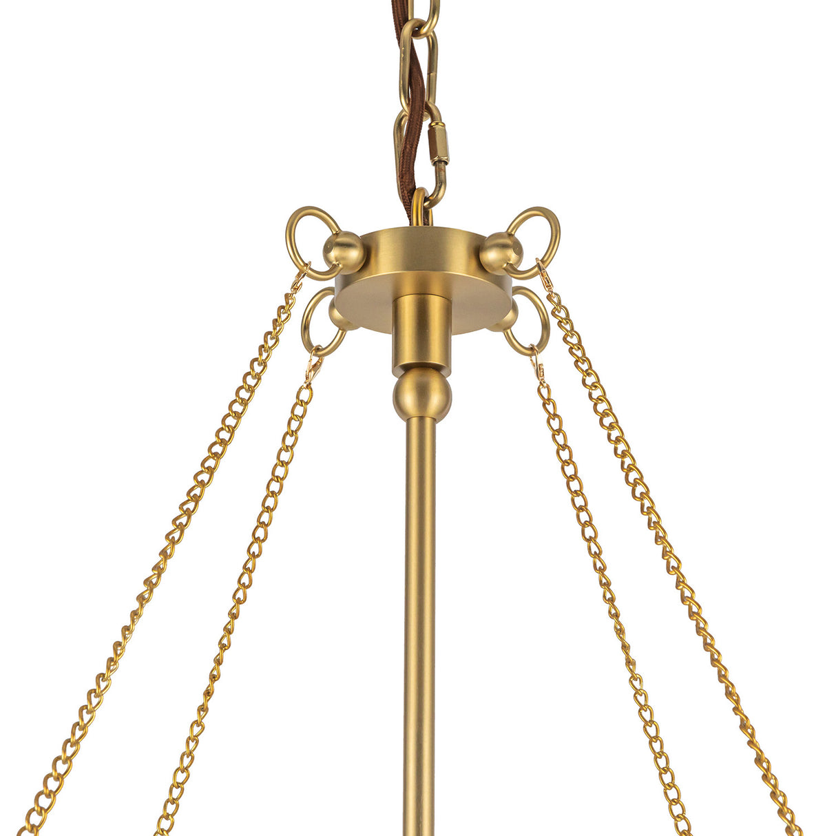Trudy 4 Light Extra Large Pendant 33", Brushed Brass with Fabric Shade
