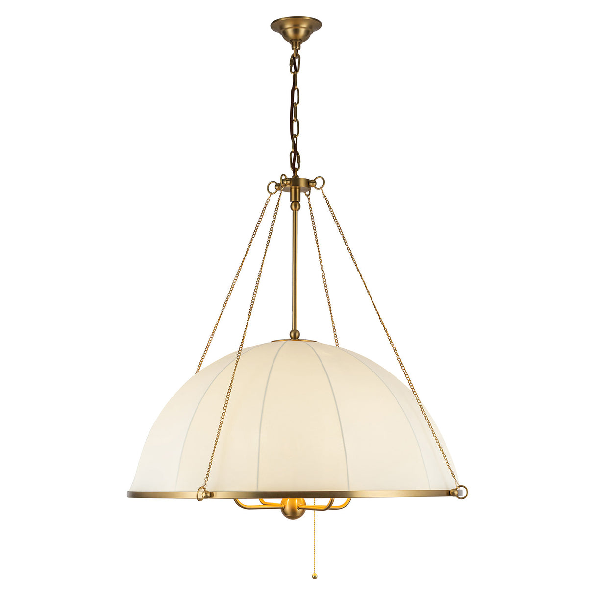 Trudy 4 Light Extra Large Pendant 33", Brushed Brass with Fabric Shade