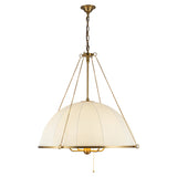 Trudy 4 Light Extra Large Pendant 33", Brushed Brass with Fabric Shade