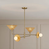 Amelia 4 Light Chandelier 40", Brushed Brass with Cane
