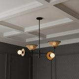 Amelia 4 Light Chandelier 40", Black with Cane