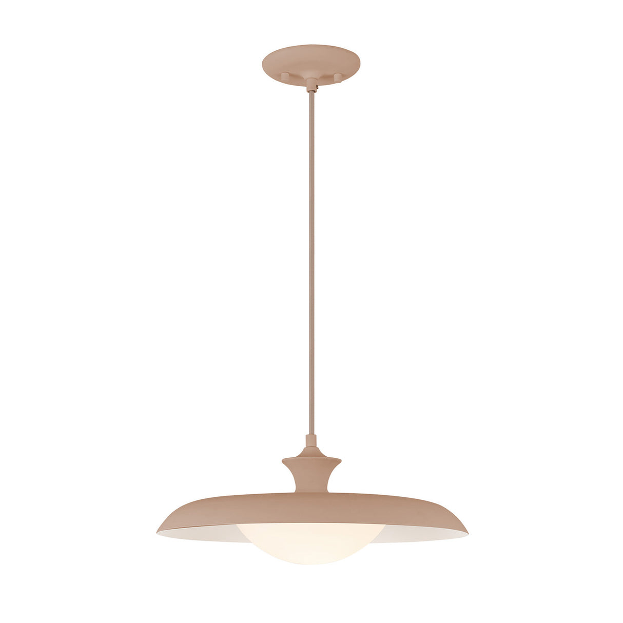 Mabel Metal Pendant 15", Blush with Opal Glass