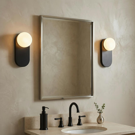Enzo Wall Sconce 13", Matte Black and Opal Glass