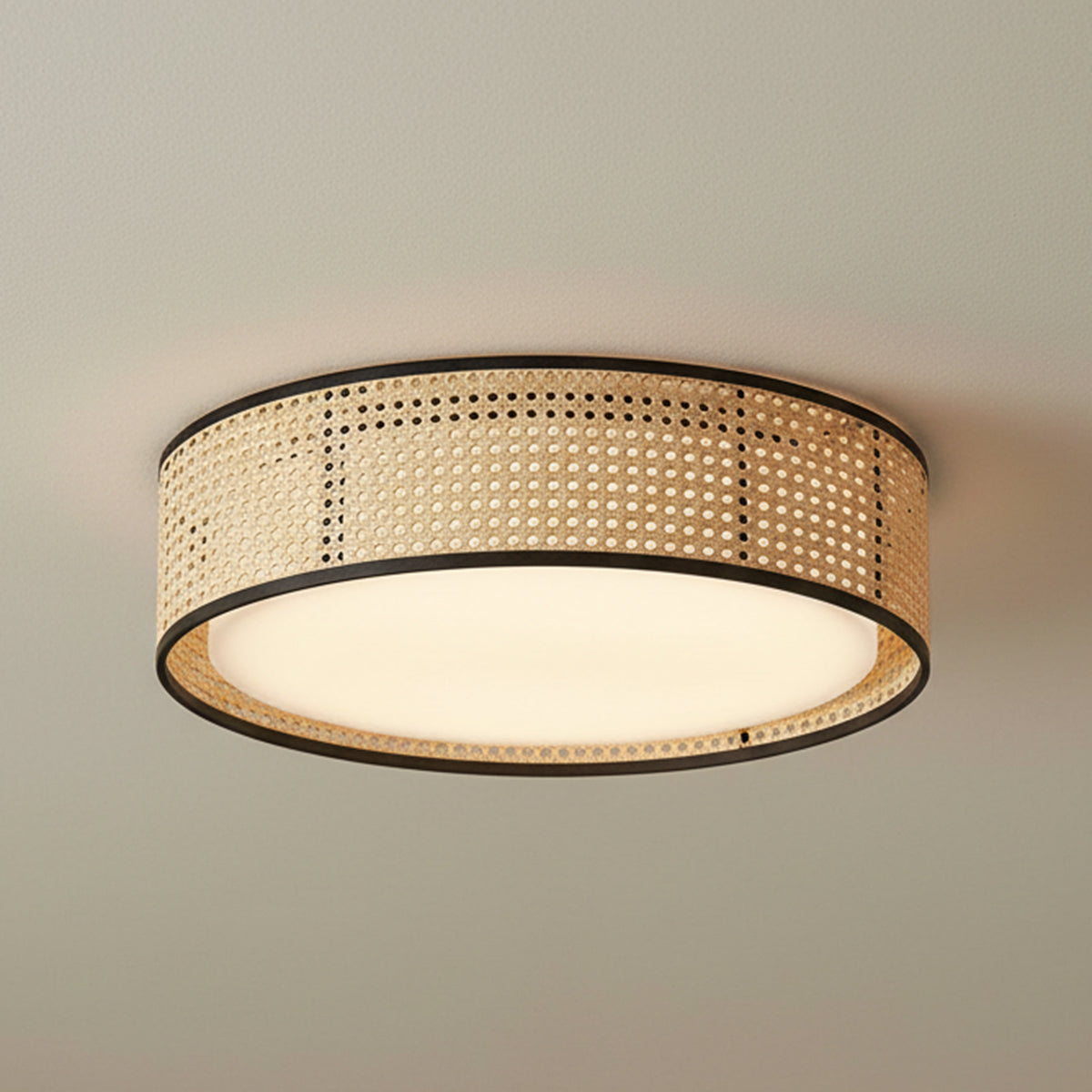 Amaris LED Flush Mount 16" for Modern home with Beige Wood