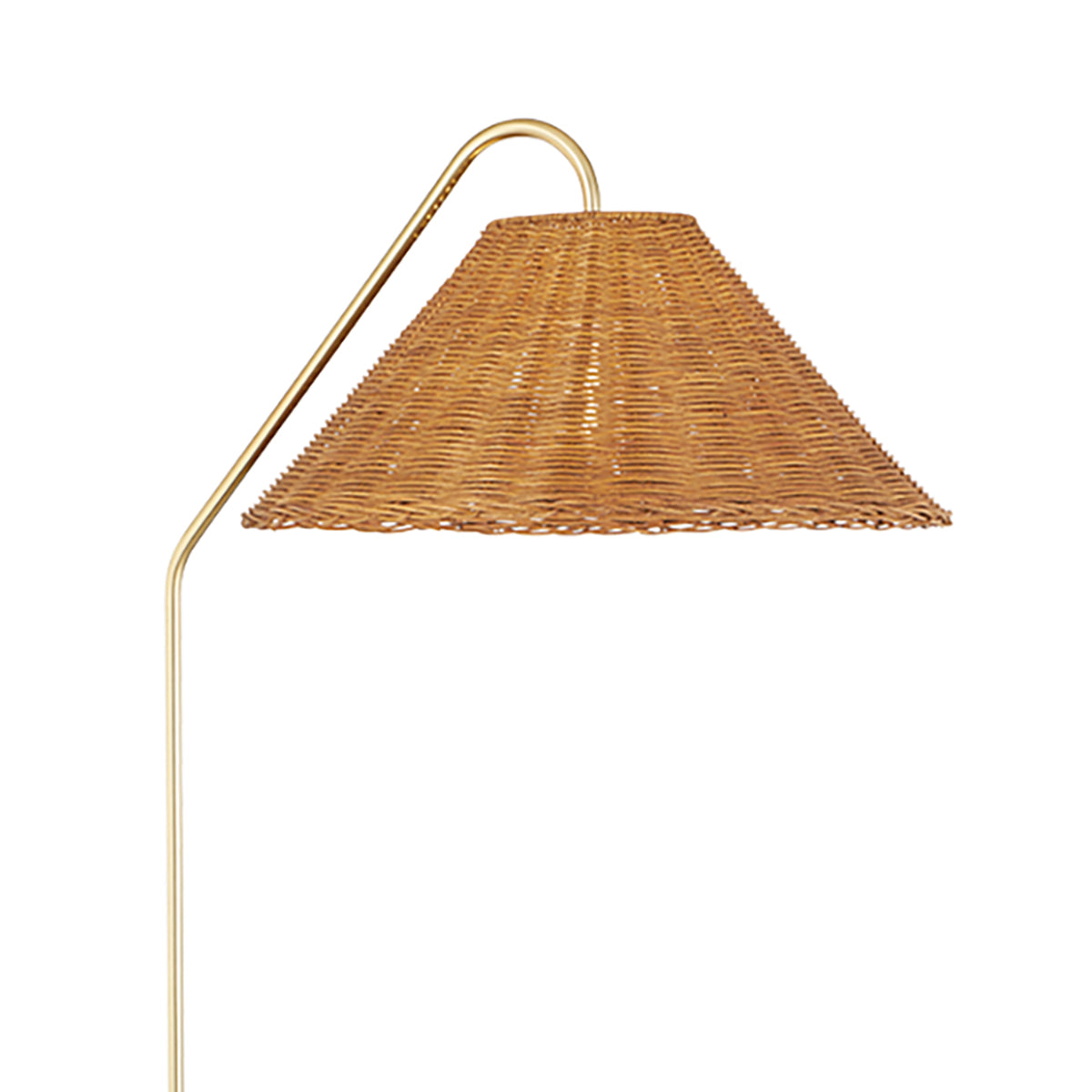 Fiona Floor Lamp, Aged Brass and Rattan