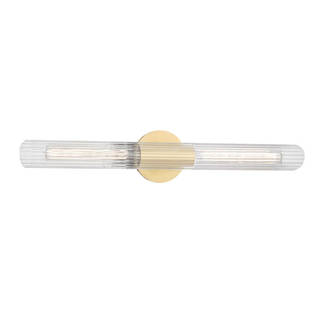 Orion 2 Light Wall Sconce 25", Aged Brass