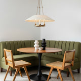 Dawson Pendant 25, Patina Brass with Linen Shade for Modern home with White walls