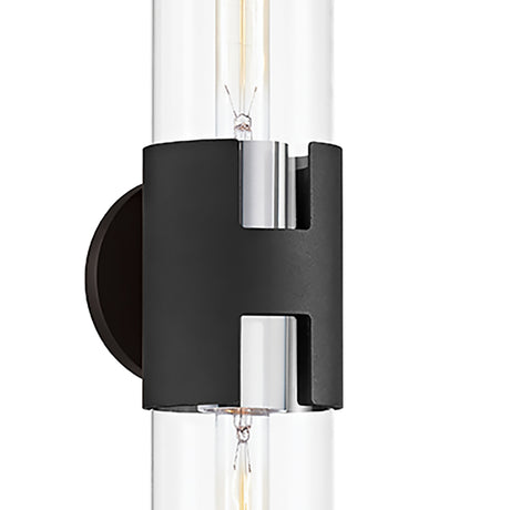 James 2 Light Wall Sconce 26", Black and Polished Nickel