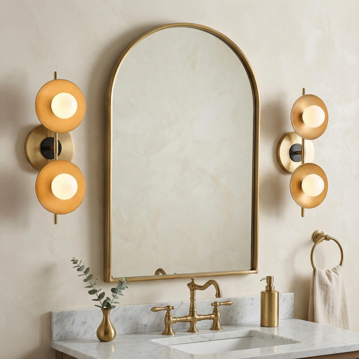 Liam 2 Light Wall Sconce, Aged Brass