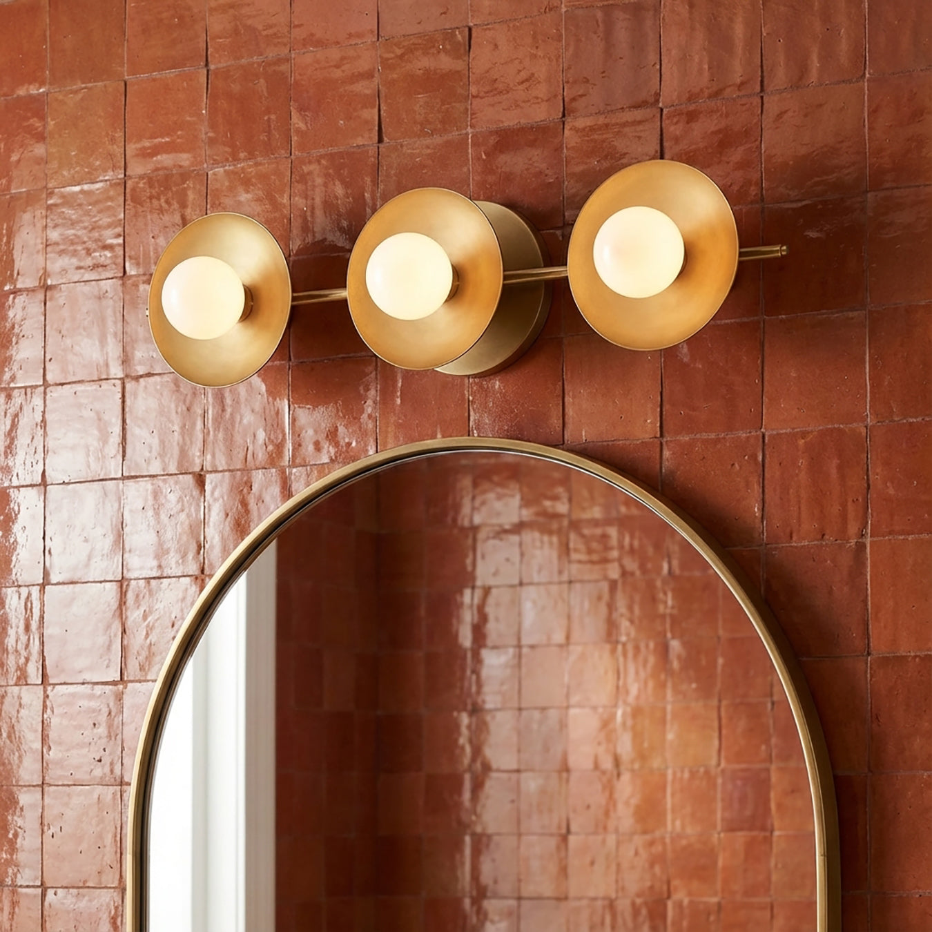 Liam 3 Light Vanity for Modern home with Brown Tile