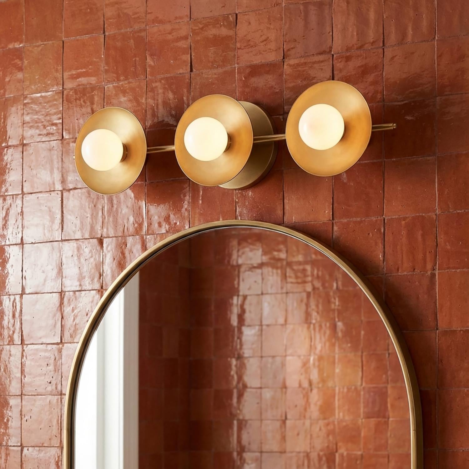 Liam 3 Light Vanity, Aged Brass