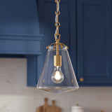 Addison Small Pendant 8", Brass for Modern Farmhouse home with Blue Shiplap