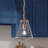 Addison Small Pendant 8", Brass for Modern Farmhouse home with Blue Shiplap