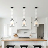 Addison Medium Pendant 11, Matte Black for Modern Farmhouse home with White Siding