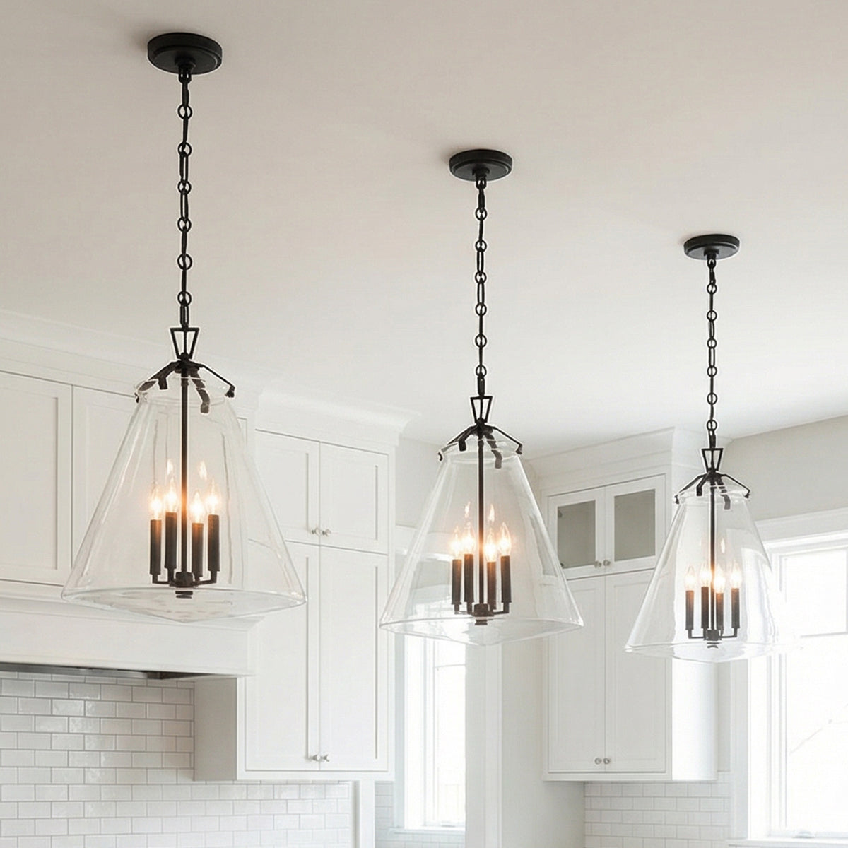 Addison Extra Large Pendant 18", Matte Black for Modern Farmhouse home with White Siding