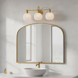Maya 3 Light Vanity, Aged Brass
