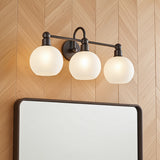 Maya 3 Light Vanity, Old Bronze for Modern home with Wood Siding