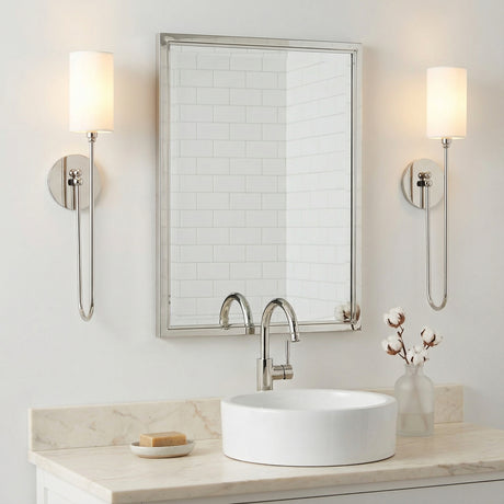 Briar Wall Sconce 24", Polished Nickel for Modern home with White Tile