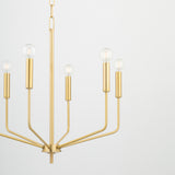 Hollis 6 Light Chandelier 24", Aged Brass
