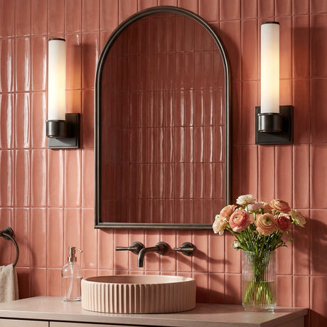 Griffin 1 Light Vanity 12" for Modern home with Pink Tile