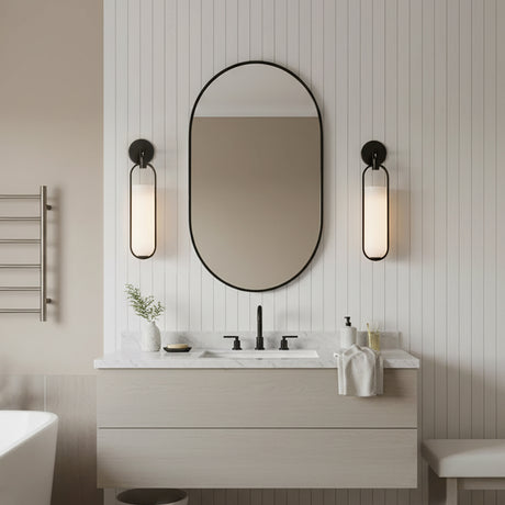 Micah LED Wall Sconce 22" for Modern home with White Shiplap