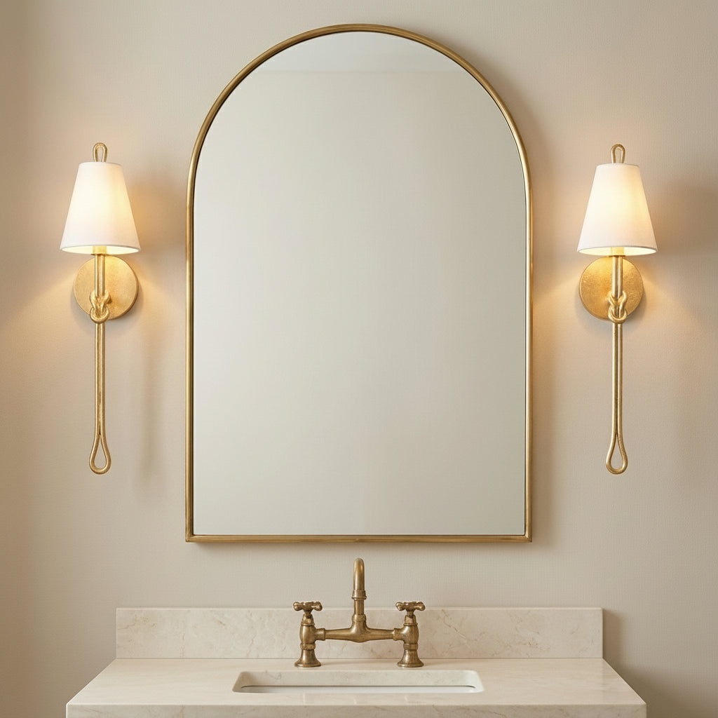 Archer Wall Sconce 24", Gold Leaf for Transitional home with Cream Walls