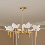 Celia 8 Light Chandelier 34", Gold Leaf with White Plaster