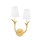 Magnolia Double Wall Sconce, Aged Brass