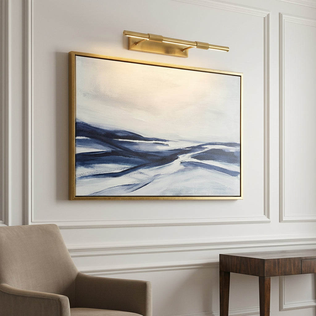 Ethan Large LED Picture Light, Aged Brass for Modern home with White Walls