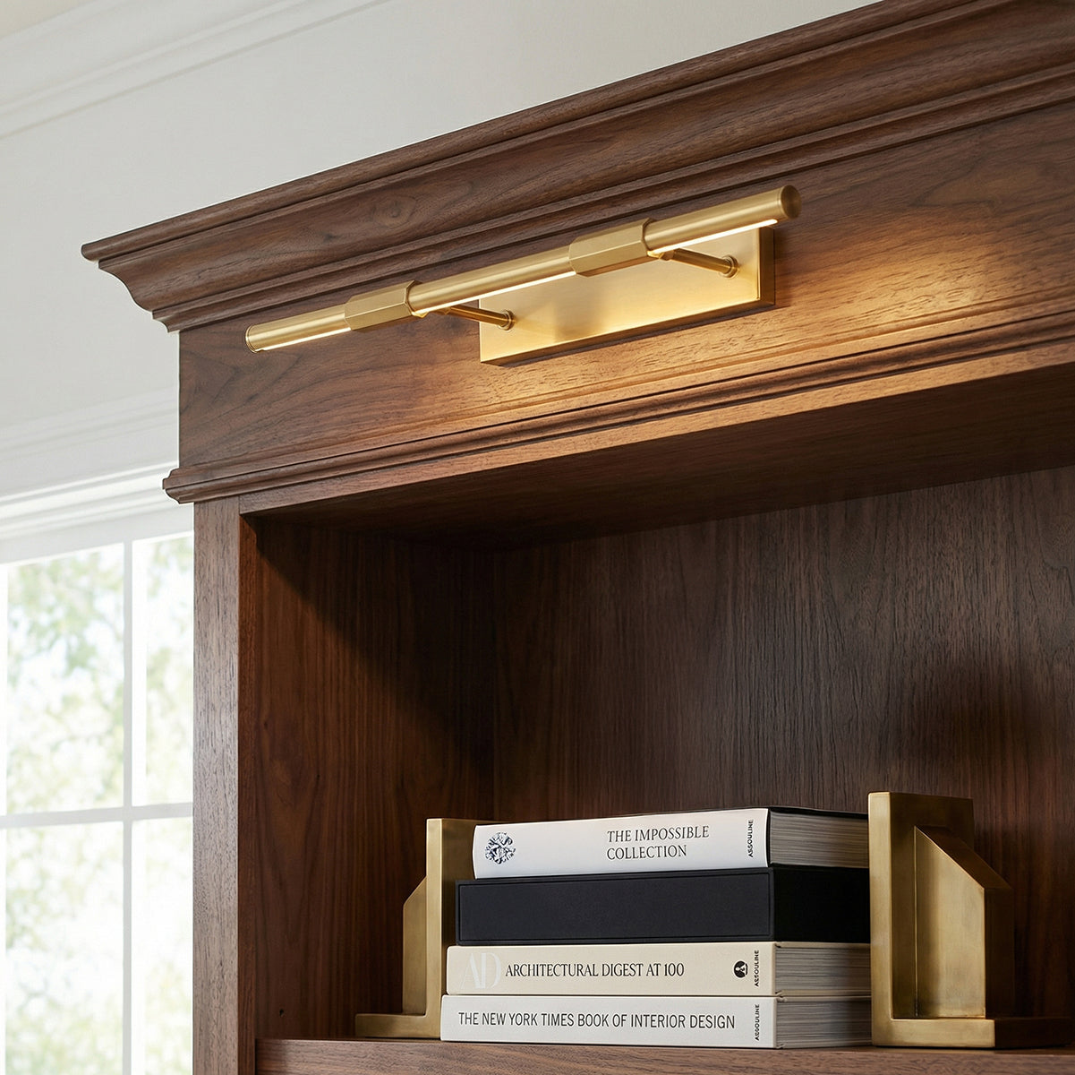 Ethan Large LED Picture Light for Transitional home with Dark Wood