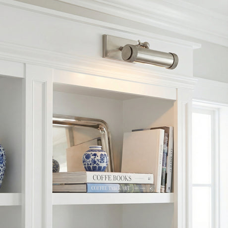 Graham Small Picture Light, Vintage Nickel for Transitional home with White Wood