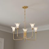 Dahlia 5 Light Chandelier 30", Gold Leaf