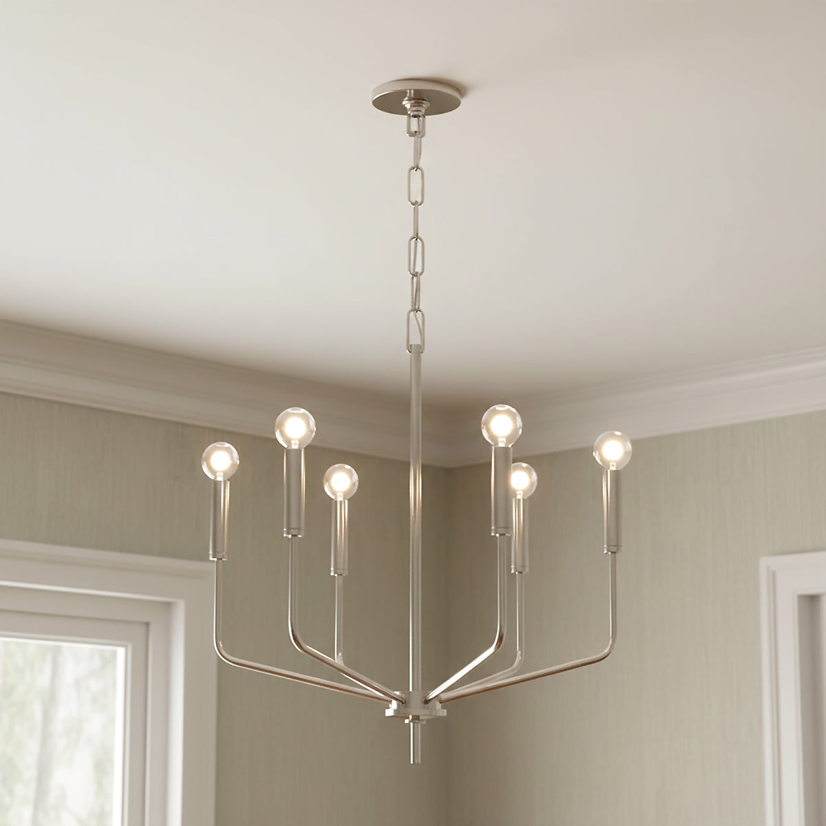 Hollis 6 Light Chandelier 24" for Modern home with White walls