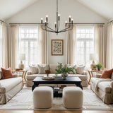 Hollis 8 Light Chandelier 30" for Modern Farmhouse home with Black accents