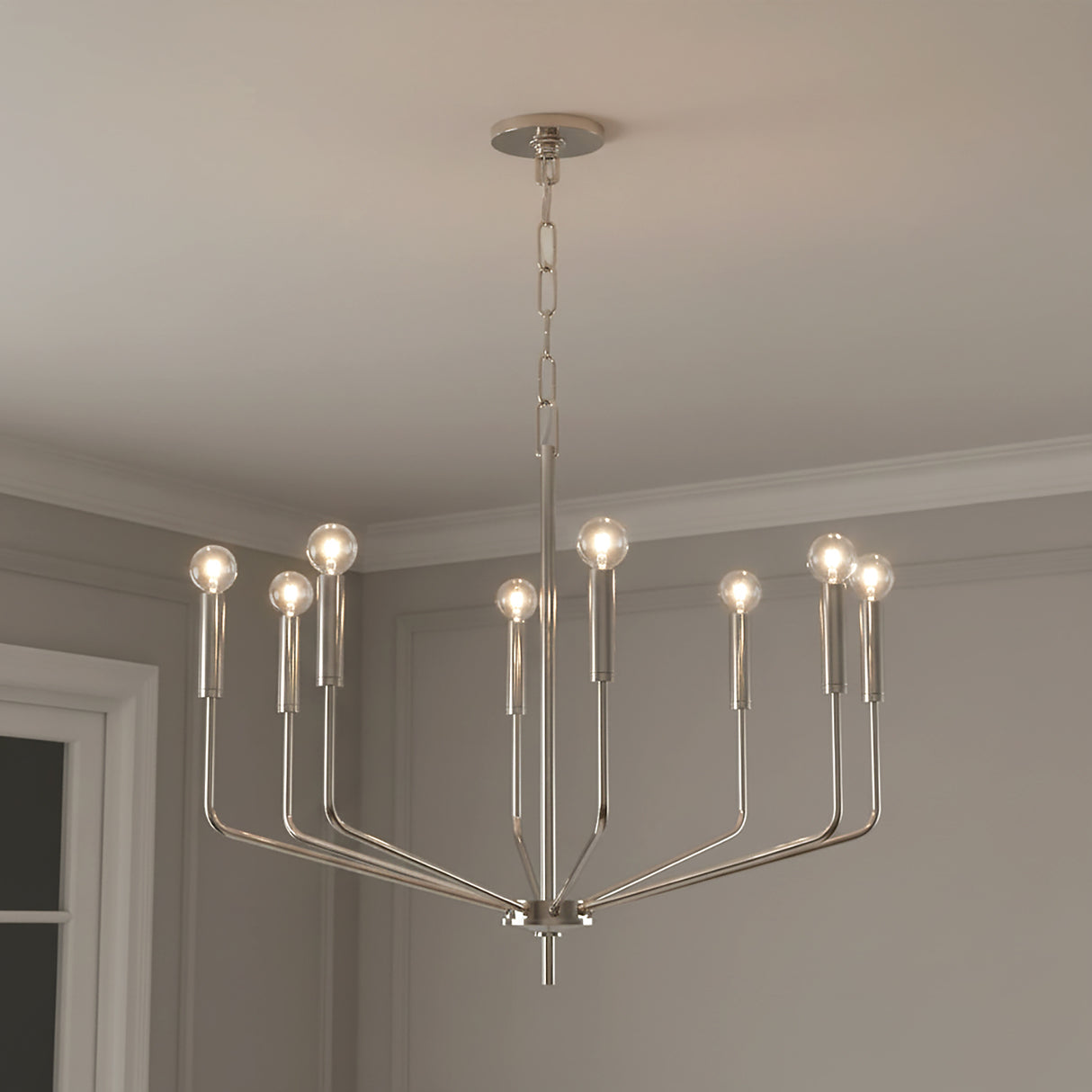 Hollis 8 Light Chandelier 30" for Modern home with Gray walls