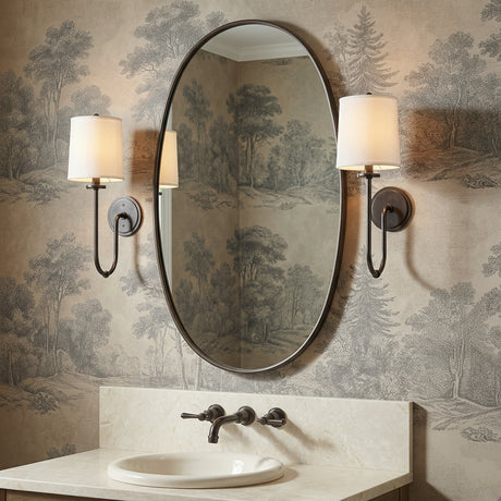 Hayden Wall Sconce 21, Old Bronze for Traditional home with Beige Wallpaper