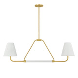Milton 2 Shade Linear Pendant 48", Aged Brass and Soft White