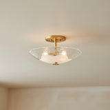Lacy Semi-Flush 16" Aged Brass with Piastra Glass for Transitional home with Warm Beige Walls