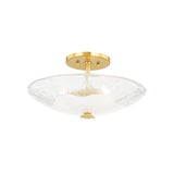 Lacy Semi-Flush 16", Aged Brass with Piastra Glass
