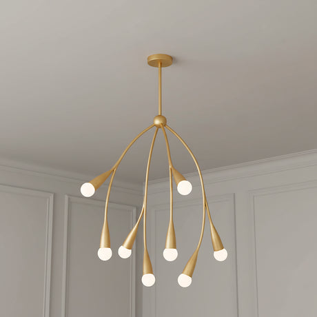 Flora 8 Light Chandelier 24", Gold Leaf for Modern home with White Paneling