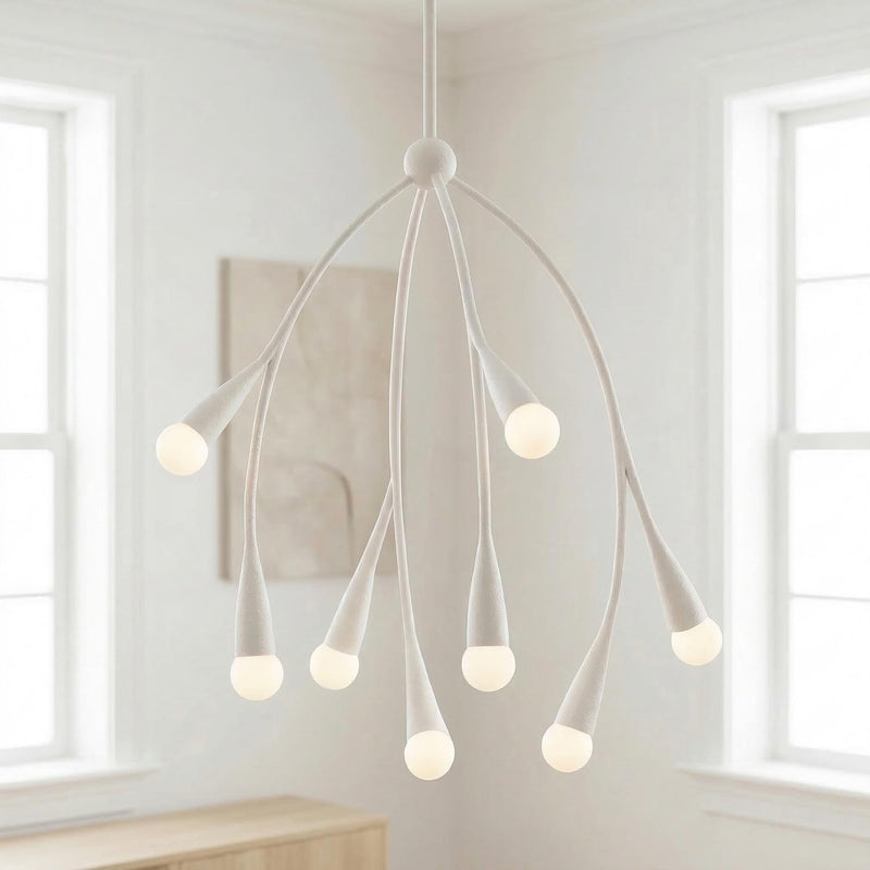 Flora 8 Light Chandelier 24", Textured White